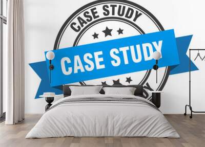 case study label. case study blue band sign. case study Wall mural