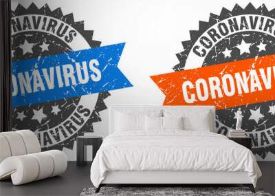 coronavirus band sign. coronavirus grunge stamp set Wall mural