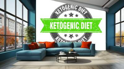 ketogenic diet round stamp with ribbon. label sign Wall mural