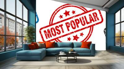 most popular stamp. most popular round isolated sign. most popular label set Wall mural