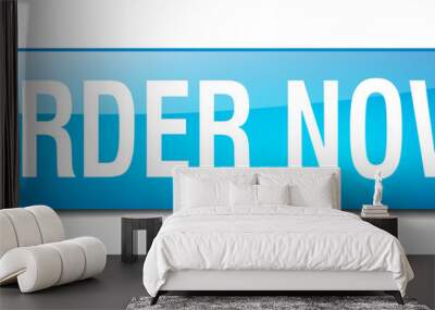 order now blue square 3d realistic isolated web button Wall mural