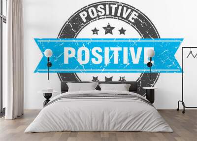 positive round stamp with turquoise ribbon. positive Wall mural