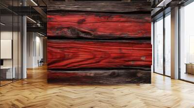 Red wooden planks background. Wooden texture. Red wood texture. Wood plank background Wall mural