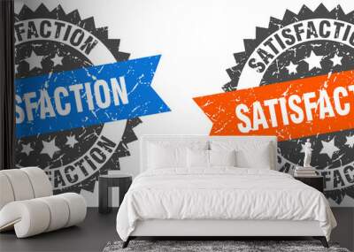 satisfaction band sign. satisfaction grunge stamp set Wall mural