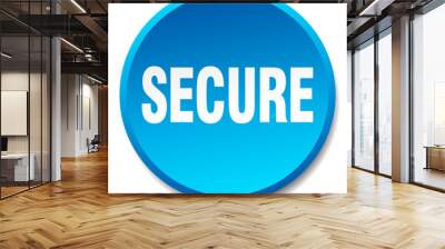 secure blue round flat isolated push button Wall mural