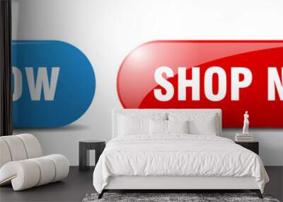 shop now button. key. sign. push button set Wall mural