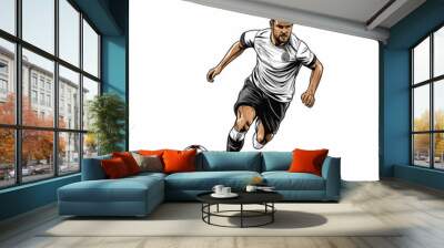 Soccer player hand-drawn comic illustration. Football player. Vector doodle style cartoon illustration Wall mural