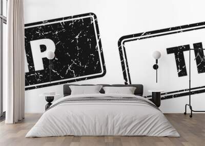 tip stamp set. tip square grunge sign Wall mural