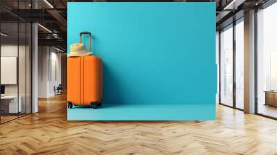 Travel banner. Vacation, holiday, travel concept generative ai background. Traveller suitcase minimalistic background with copy space Wall mural