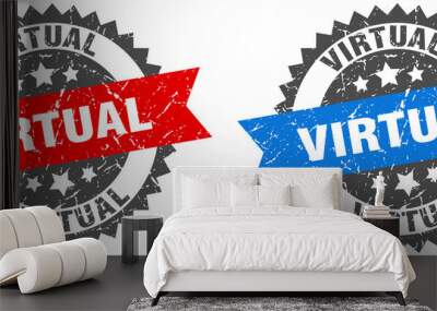 virtual band sign. virtual grunge stamp set Wall mural