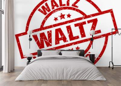 waltz round red grunge stamp Wall mural