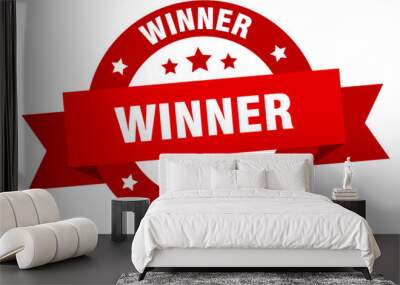 winner ribbon. winner round red sign. winner Wall mural