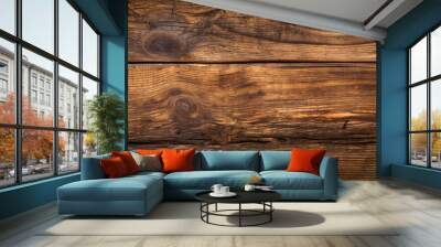 Wooden texture. Rustic wood texture. Wood background. Wooden plank floor background Wall mural