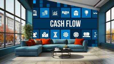 Cash flow  concept image with business icons and copyspace. Wall mural