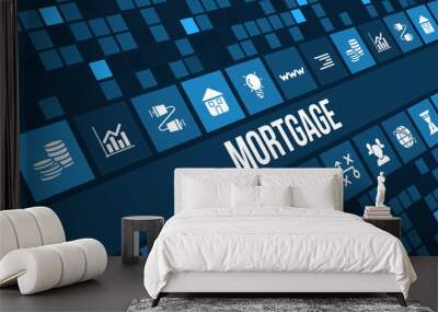 Mortgage concept image with business icons and copyspace. Wall mural