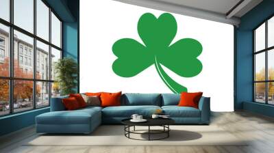 Green Clover Leaf icon Template Design Vector Wall mural