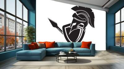 Knight helmet vector illustration for an icon, symbol or logo. knight flat logo gladiator Wall mural