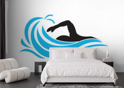 Swimming sport logo ilustration vector design template Wall mural