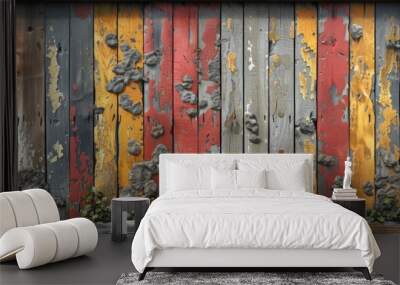 Natural colorful terrazzo, off-white background, photograph of terrazo tile, flat lighting, natural colors. Wall mural