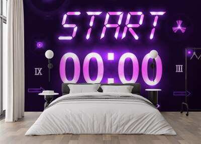 Abstract future technology START purple background vector illust Wall mural