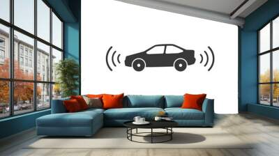 Car parking sensor icon, rear or front road view, backup camera, assist highway safety Wall mural