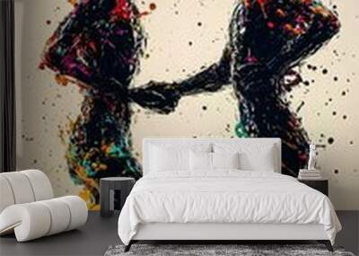 Abstract digital art showcases the connection between two human figures Wall mural