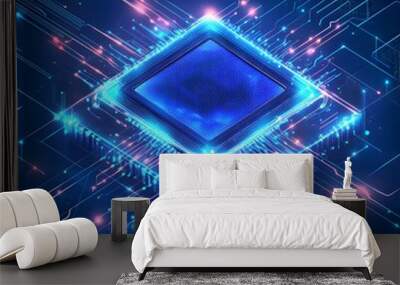 Isometric illustration of an abstract digital technology background design Wall mural