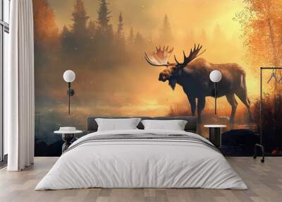 Realistic backgrounds of nature highlight stunning moose wallpaper images beautifully image Wall mural