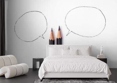 two black Pencil with speech bubble Wall mural