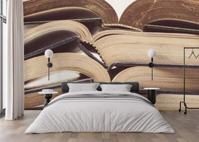 Vintage tone of Composition with stack of books on white backgro Wall mural