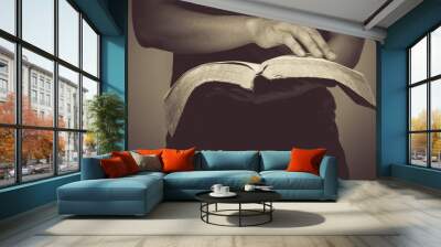 Vintage tone of man reading the Holy Bible. Wall mural