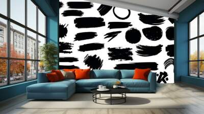 Abstract brushstrokes vector illustration. Black and white strokes on a white background. Modern, minimalist design. Creative, artistic, abstract, trendy, dynamic, versatile.
 Wall mural