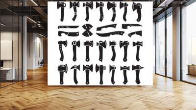 Axe icon silhouette on white background
 Wall mural