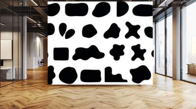 Black blob shapes, abstract organic forms, vector illustration. Modern blob shape design elements isolated on white background. Unique, artistic, creative, trendy, stylish, versatile Wall mural