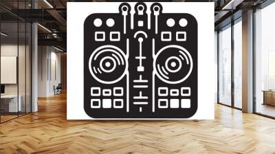 Dj mixer icon silhouette on white background
 Wall mural