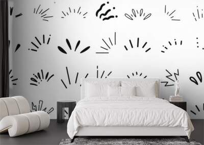 Doodle sparkle, starburst, radiant lines, dynamic sparkle pattern, doodle hand drawn vector illustration Wall mural