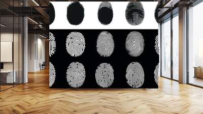 Fingerprints vector illustration set, detailed fingerprint patterns isolated Wall mural