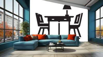 Furniture icon table and chair silhouette on white background
 Wall mural