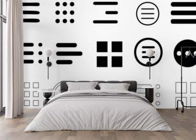 hamburger menu vector set, three line menu icon, UI symbol, user interface vector symbols, navigation elements, web buttons filled and outline designs, flat icons element Wall mural