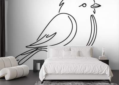 single one line bird silhouette on white background
 Wall mural