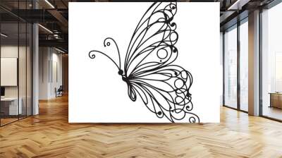 single one line butterfly silhouette on white background
 Wall mural