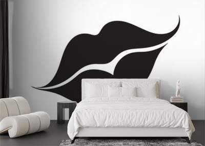 single one line Lip silhouette on white background
 Wall mural