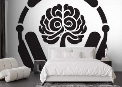 Stylized Headphone silhouette on white background
 Wall mural