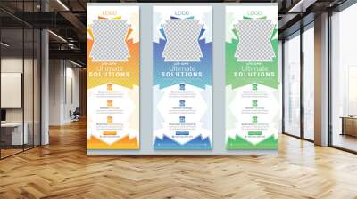 Creative corporate roll up banner design in curve shape layout, geometric triangle and exhibition ads pull up design x-banner design template Business Roll Up Banner stand vector creative design.  Wall mural