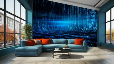 digital data concept with binary code Wall mural