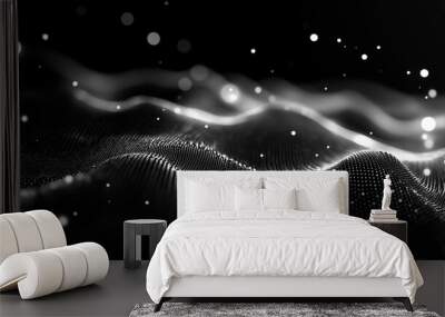 rendering of black wavy waves. futuristic background. technology concept Wall mural