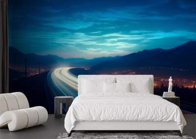 road in night mountains, travel photo Wall mural