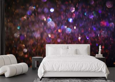 background of abstract glitter lights. purple and blue Wall mural