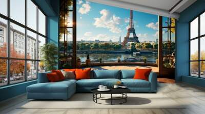 beautiful romantic view of paris eiffel tower Wall mural