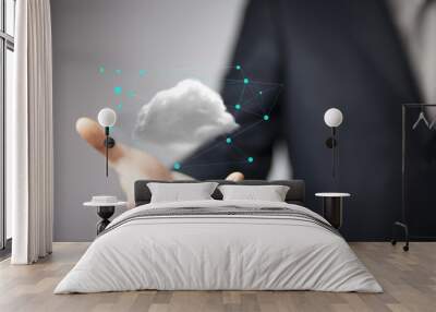 Cloud computing concept on man hand Wall mural